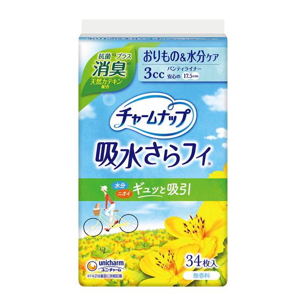 【3点セット】チャームナップ 吸水さらフィ パンティライナー 3cc 消臭タイプ 34枚入 ユニ・チ...