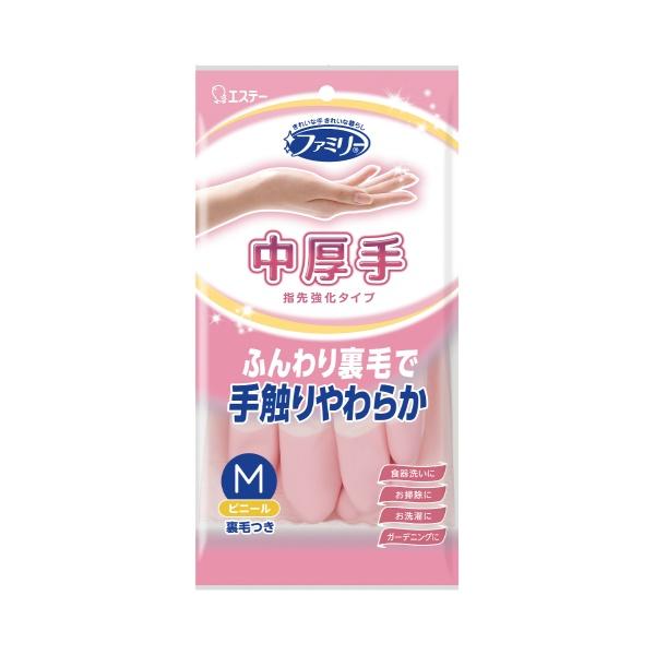 ファミリー ビニール中厚手指先強化 M ピンク
