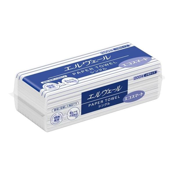 エルヴェール ペーパータオル エコスマート シングル 200枚 小判サイズ