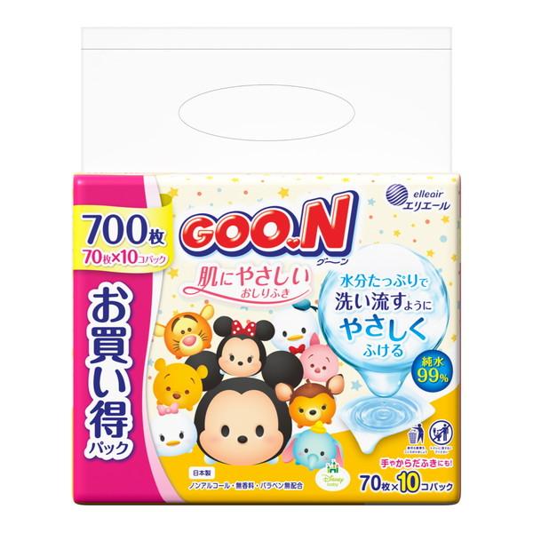 グ〜ン 肌にやさしいおしりふき つめかえ用 70枚×10個パック