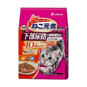 【送料無料】6個セット ユニ・チャーム　ねこ元気 下部尿路の健康維持用 10歳頃から まぐろ・かつお・白身魚入り 1.6kg 4520699652206｜at-tsuhan