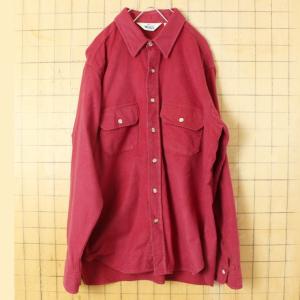 70s 80s USA Woolrich コットン シャモアクロス シャツ ボルドー レッド メンズXL 長袖 アメリカ古着｜ataco-garage