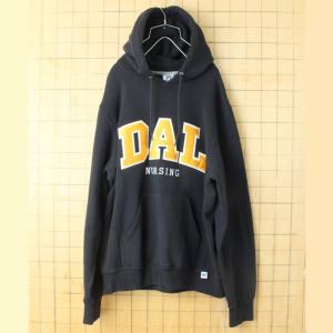 00s USA RUSSELL ATHLETIC DAL ワッペン スウェット パーカー ブラック メンズM フーディー アメリカ古着｜ataco-garage