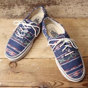 USA VANS バンズ AUTHENTIC オーセンティック 総柄 スニーカー シューズ レディース24cm相当 ネイビー アメリカ古着