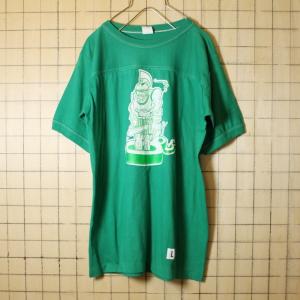 古着 USA製 プリント Tシャツ グリーン 半袖 メンズL SENIORS83 戦士 ts491｜ataco-garage