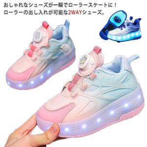 ローラーシューズ ローラースケート 光る キラキラ 2輪式 キッズ 大人 メンズ レディース USB充電 子供 靴 女の子 男の子 スニーカー 通気性｜atak