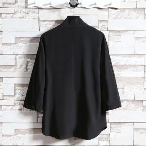 作務衣 和装 黒 白 シャツ Vネック 襦袢 ...の詳細画像3
