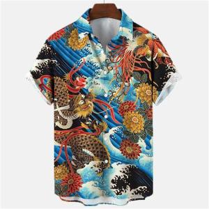 シャツ 柄シャツ メンズ 海波柄 アロハ シャ...の詳細画像2