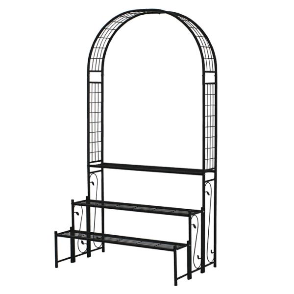 アーチ付 フラワーラック 組立式 IA-FR002BLK 幅980x奥行610x高さ1835mm 住...
