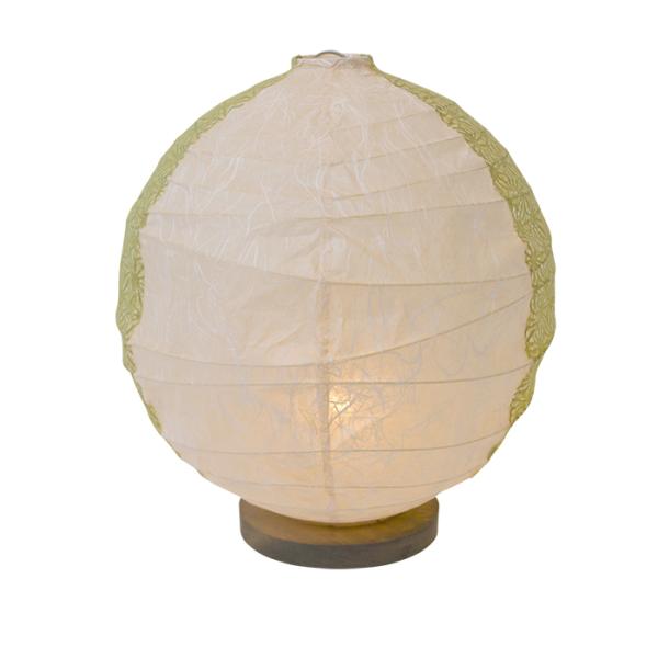 和風 照明 テーブルライト B-25 雲龍ベージュx麻葉萌葱(2面) 電球付属 Φ250mmx高さ2...