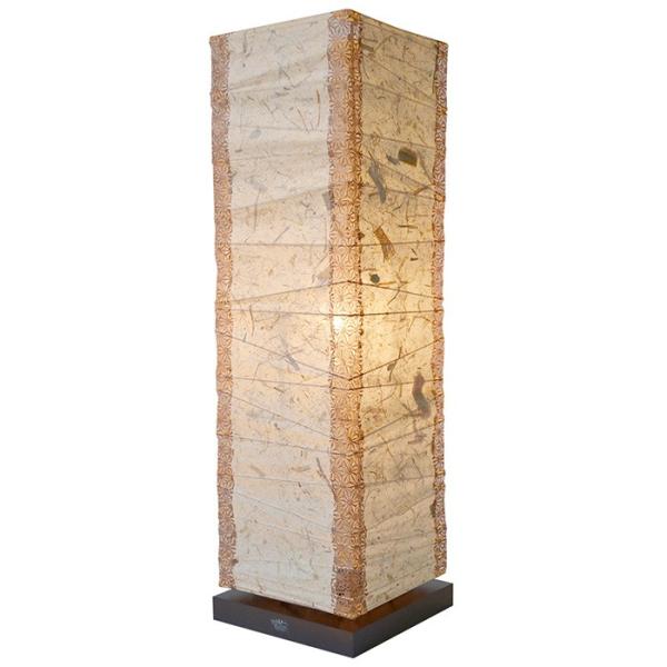 フロアライト 和紙 box バナナ紙×（角）麻葉唐茶 電球付属 幅210x奥行210x高さ700mm...