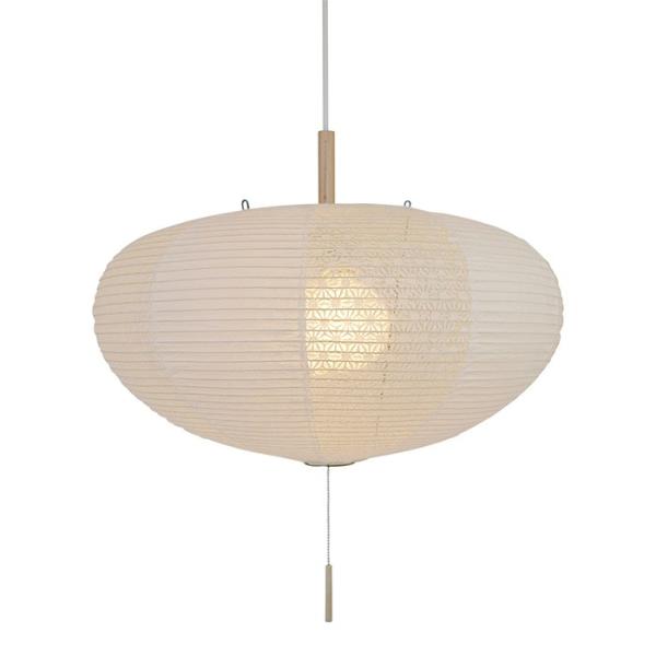 2灯 和紙 ペンダントライト koma 揉み紙×麻葉白 電球付属なし シェードサイズ 幅500x奥行...