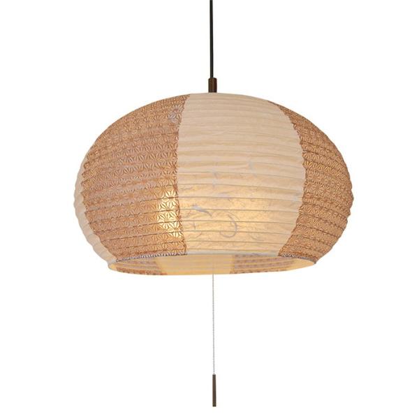 3灯 和紙 ペンダントライト swell 雲龍ベージュ×麻葉唐茶 電球付属なし シェードサイズ 幅5...