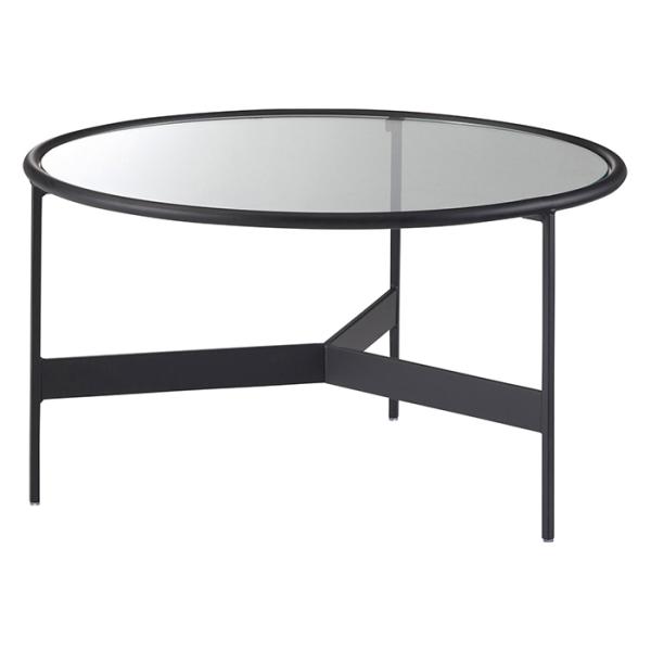 ラウンドガラステーブル L 完成品 HIT-241 幅60x奥行60x高さ33cm 東谷