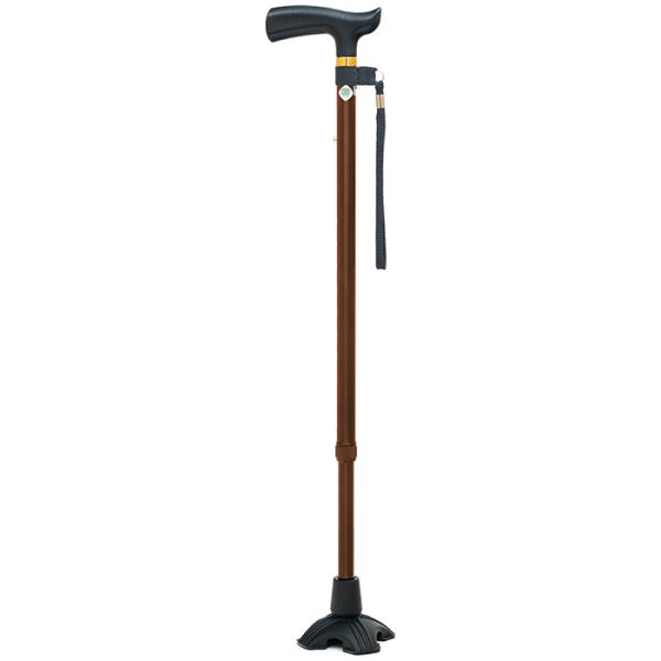 杖 ステッキ ベーシックE 4点 DX 伸縮 ブラウン 約73.0〜95.5cm フジホーム
