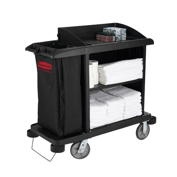 コンパクトハウスキーピングカート RM6190BK 幅1245x奥行559x高さ1270mm ラバー...