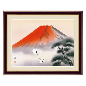 アート 額絵 赤富士 鈴村 秀山 本紙サイズ F4(約31x23cm) 額サイズ