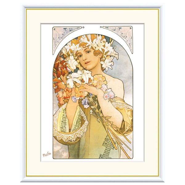 額絵 花 アルフォンス・ミュシャ 61x49.5cm 三幸