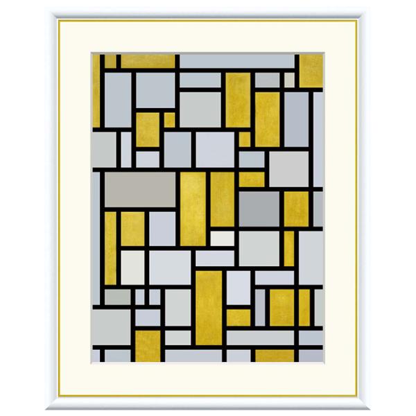 額絵 グレイとライト・ブラウンのコンポジション ピート・モンドリアン 52x42cm 三幸