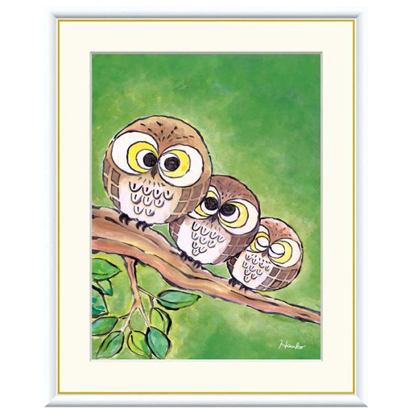 額絵 円満ふくろう 日菜子 52x42cm 三幸