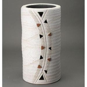 傘立て おしゃれ 外置き 和風モダン 水抜き穴付き 陶器 外置き 信楽焼かさたて ホワイト白　トライアングルS｜あたらしや家具