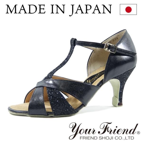 社交ダンスシューズ 女性ラテンシューズ FL-FS7410-BB 【ブラックサティーナ・黒ラメ】【日...