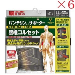 興和新薬 バンテリンコーワ サポーター 腰椎コルセット ゆったり大きめサイズ ブラック ×6セット