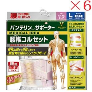 興和新薬 バンテリンコーワ サポーター 腰椎コルセット 大きめサイズ パステルピンク ×6セット