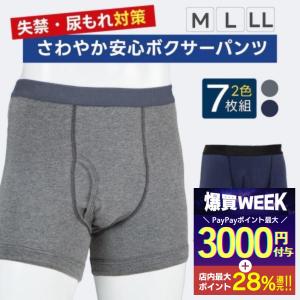 さわやか安心ボクサーパンツ 7枚組 尿漏れ 軽失禁パンツ 尿漏れパンツ 男性用 紺色 M L LL 失禁パンツ 尿漏れ にょう漏れ パンツ メンズ 紳士 爆買
