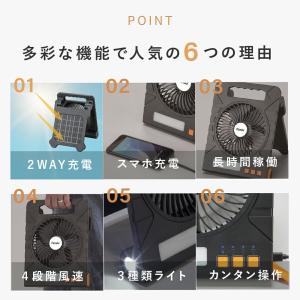 充電式 ソーラーパワフルファン アウトドア キ...の詳細画像2