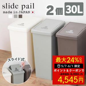 ゴミ箱 おしゃれ 30リットル 2個 分別 スリム ごみ箱 ダストボックス 蓋付きゴミ箱 キッチン ごみ 30l スライドペール LFS-762 爆買