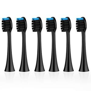 電動歯ブラシ用 替えブラシ Metene 6本入 ブラシヘッド やわらかめ ブラック 互換ブラシ