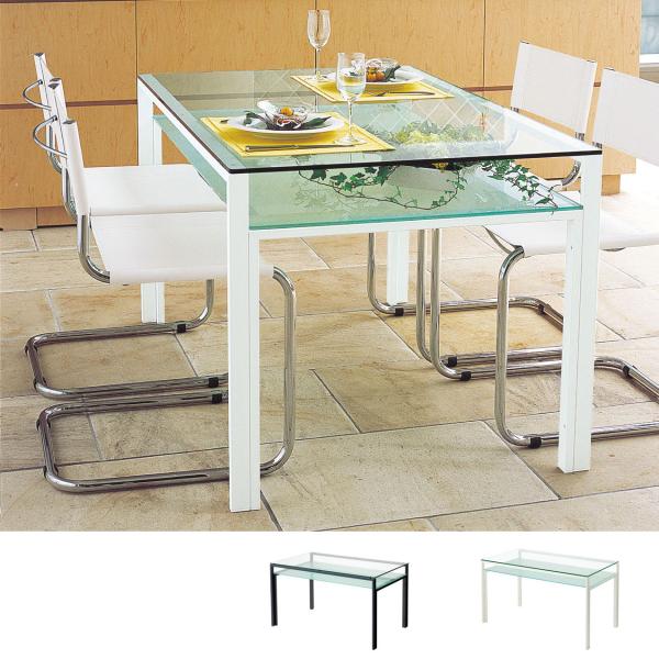 ダイニングテーブル ガラス製 DT-ダイニングテーブル　W1300タイプ(天板クリアー・棚板フロスト...