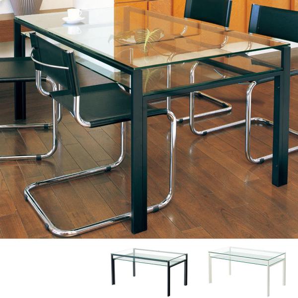 ダイニングテーブル ガラス製 DT-ダイニングテーブル　W1500タイプ(天板クリアー・棚板クリアー...