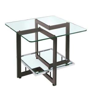 リビングテーブル ガラステーブル サイドテーブル YG-21 60×60cm 正方形 ブラックスチールフレーム シンプル モダン 日本製｜atease