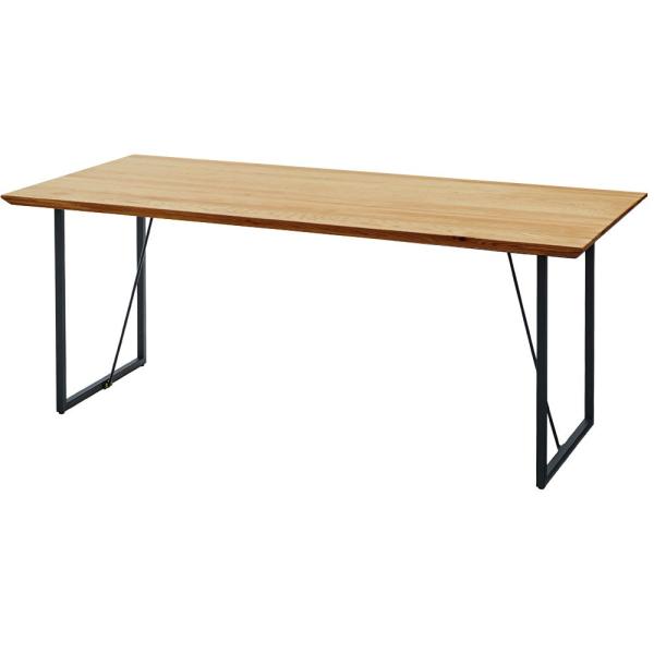 ダイニングテーブル オーク 天然木 無垢材 180×80cm スチール脚Ｂタイプ 長方形 ４〜６人用...