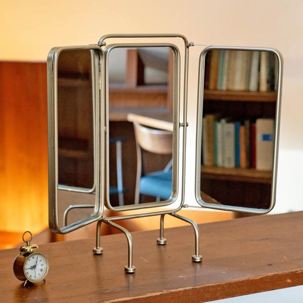 卓上ミラー 鏡 三面鏡 ダルトン テーブル テーブルトップ スリーサイド ミラー 角度調整 レトロ ...