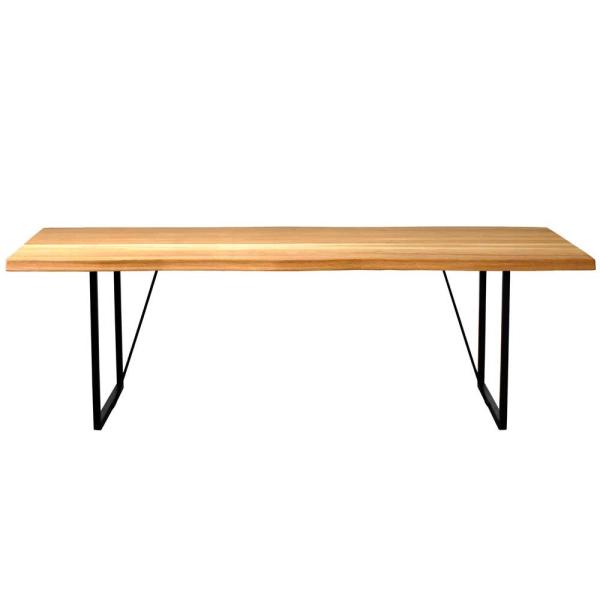 ダイニングテーブル 210cm 天然木 オーク無垢材 一枚板風 Nordic ノルディック スチール...