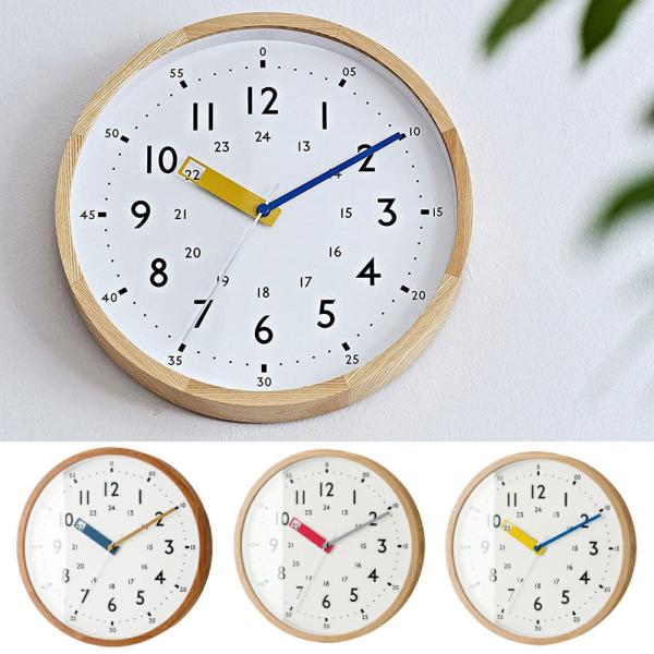 壁掛け時計 ウォールクロック 電波時計 Storuman 直径30cm 木製 知育 シンプル 北欧 ...