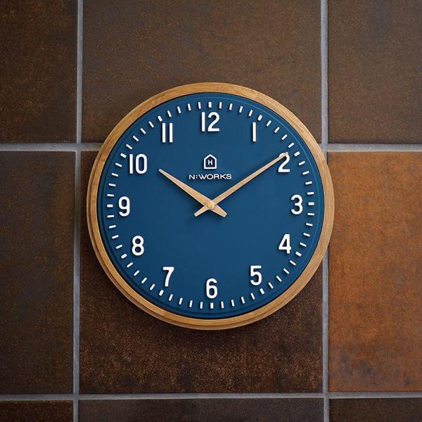 壁掛け時計 ウォールクロック Ekolu スイープムーブメント 直径30cm 木製 ナチュラル 北欧...