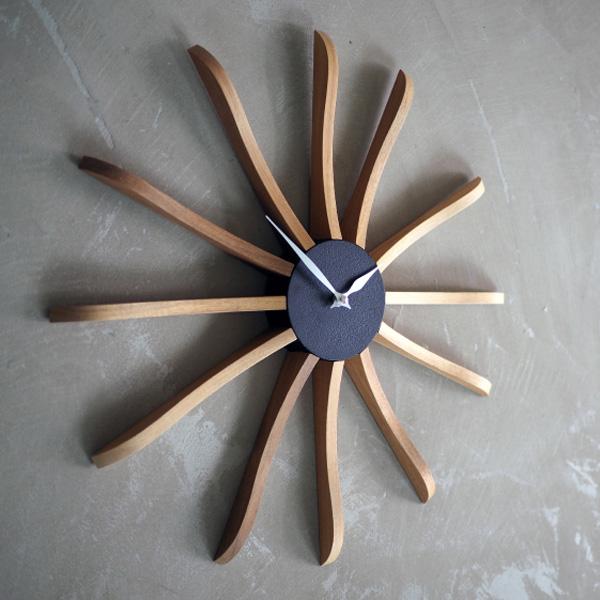 壁掛け時計 ウォールクロック Terasto 木製 直径50cm ミッドセンチュリー モダン 北欧 ...