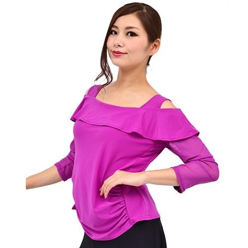 七分袖 オフショルダー デザイン カットソー パープルピンク  送料無料 クリックポスト  ハワイア...