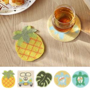 ハワイアン ビーズ コースター ダイカット パイナップル モンステラ レインボー ホヌ ブルー グリ...