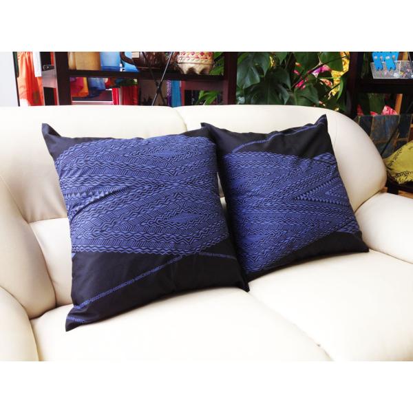 ハワイアン クッション カバー タパ柄〈ブラック〉 45cm×45cm メール便対応可能 ハワイアン...