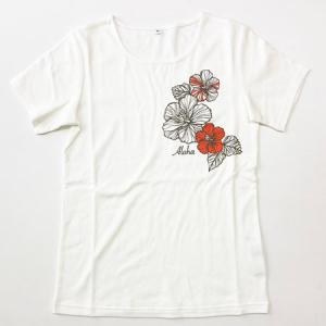 フラ 半袖 Tシャツ ハイビスカス 柄 プリン...の詳細画像3