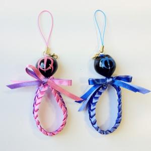 ククイナッツのリボンレイ ストラップ プルメリア〈パープル イエロー