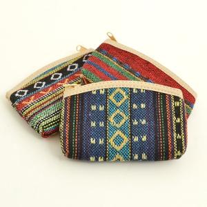 モン族 刺繍 ウォレット 財布 小銭入れ 〈イエロー レッド〉 クロス