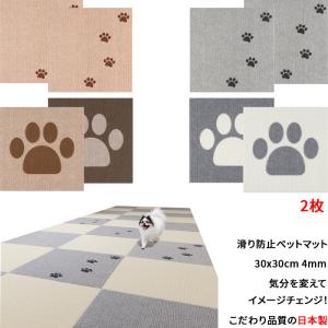 ペットマット 2枚入 足型入 30x30cm 厚み約4mm おくだけ吸着