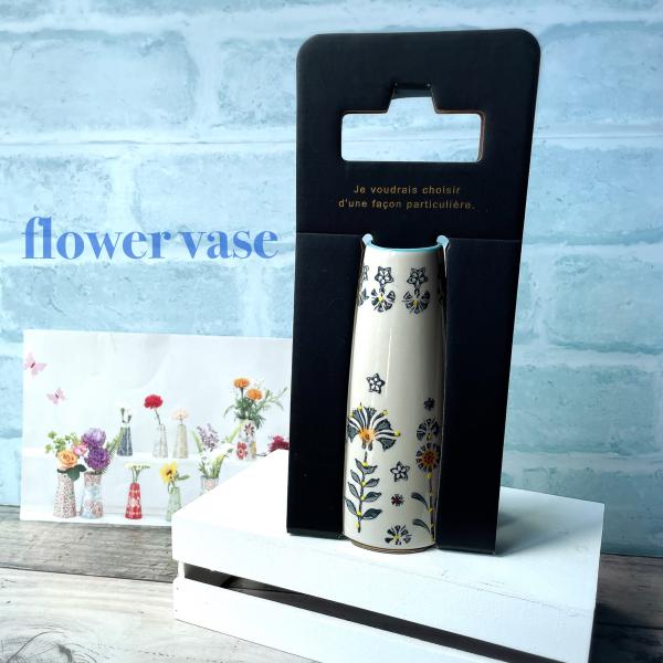 フラワーベース 中 花瓶 持ち手付きパッケージ 花柄 陶器 おしゃれ 可愛い 花びん 花を挿す カラ...