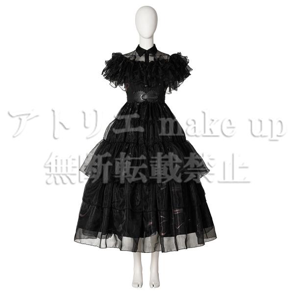 【アダムス ファミリー コスプレ 衣装】ウェンズデー アダムス  ハロウィン コスチューム 衣装 ゲ...
